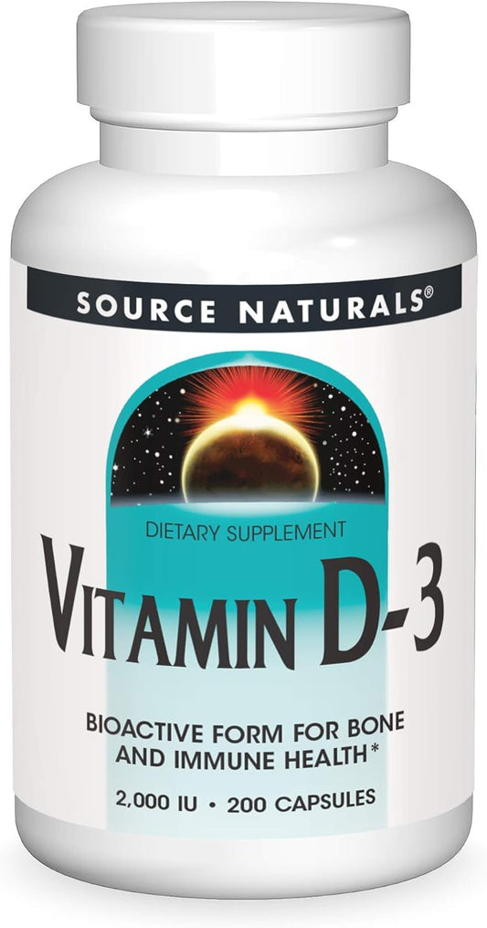 Source Naturals Vitamin D-3 Capsules - 2000 IU for Bone & Immune Health - Bioactive Form - 200 Count