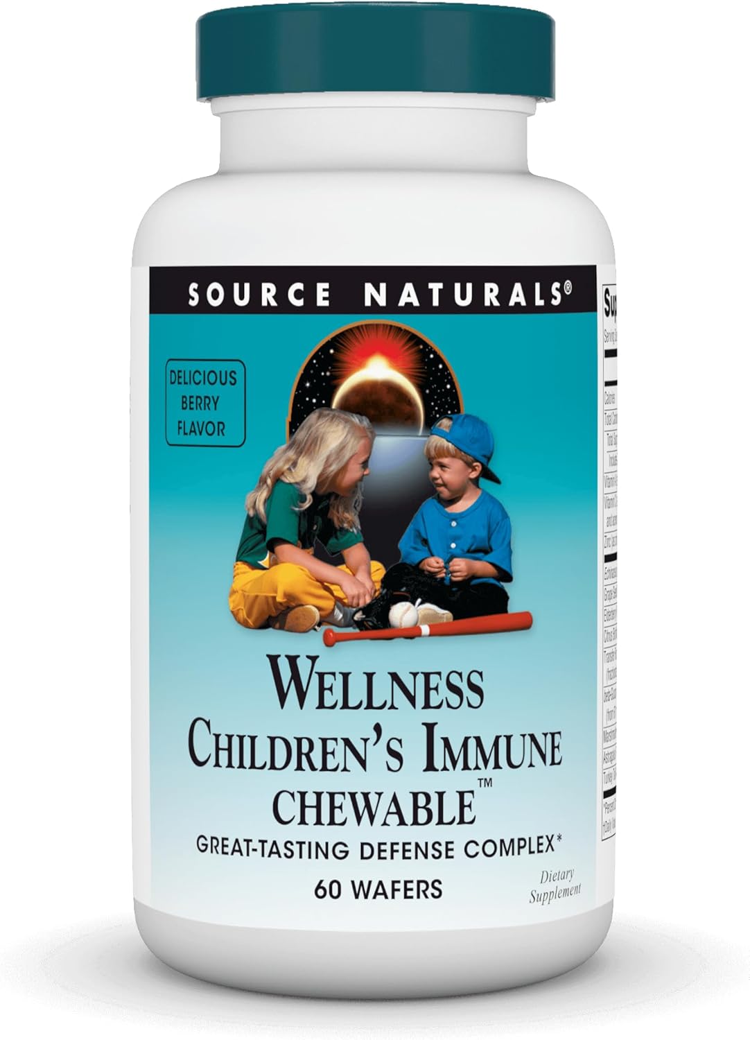 Source Naturals Wellness Children's Immune Chewable Wafers - Berry Flavored Defense Complex for Kids - 60 Count