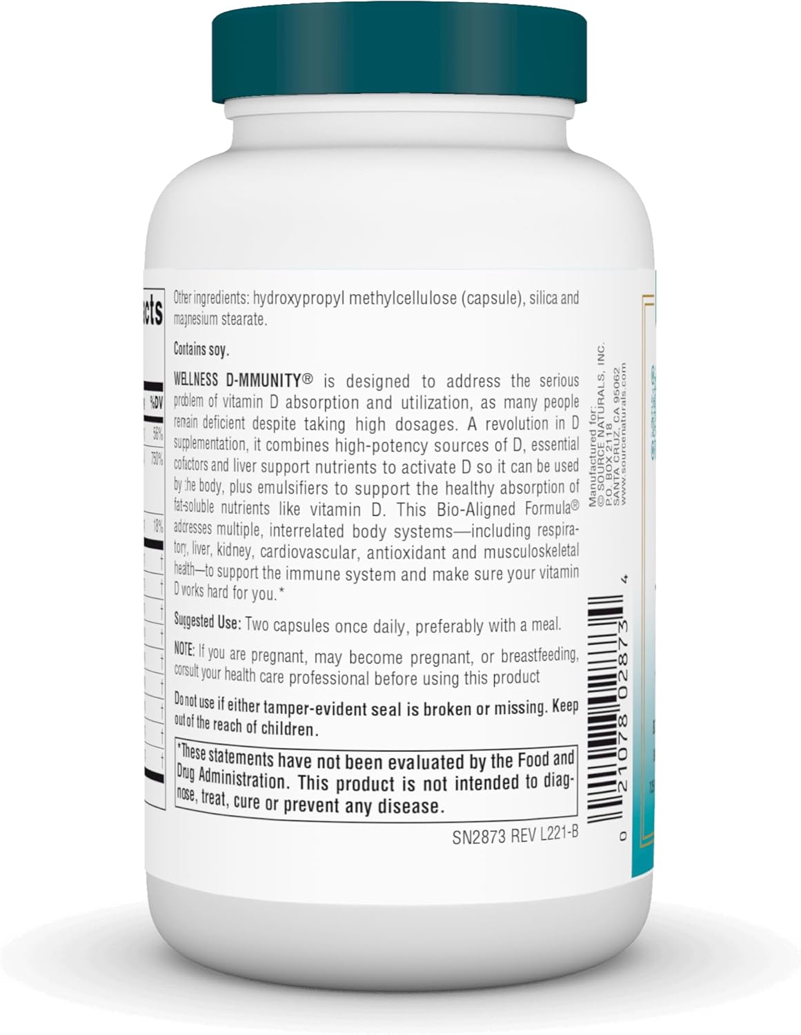 Source Naturals Wellness D-mmunity: Vitamin D Immune Formula - 120 Vegetarian Capsules for Optimal Absorption