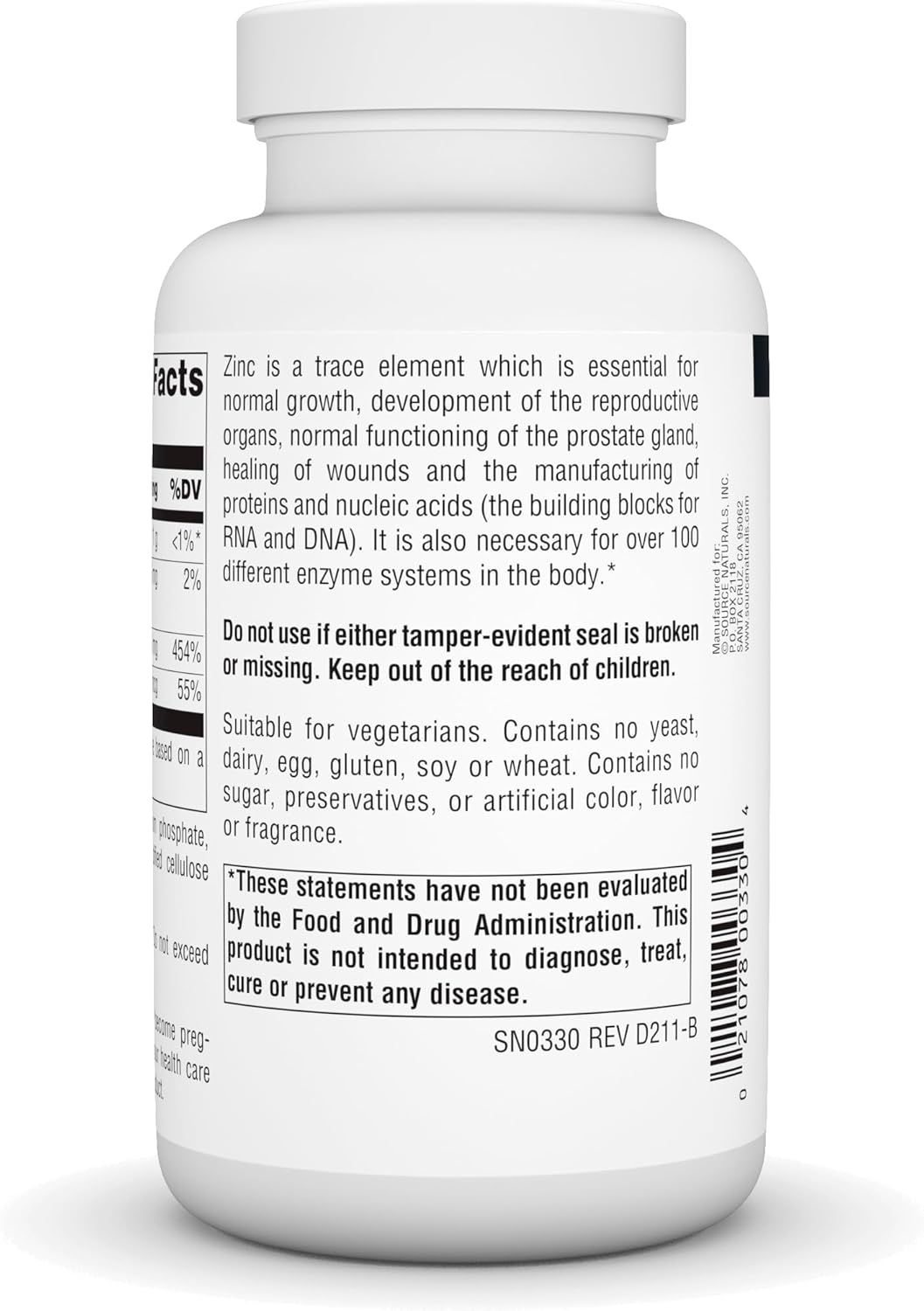 Source Naturals Zinc Amino Acid Chelate Supplement - 250 Tablets for Immune Support & Overall Health
