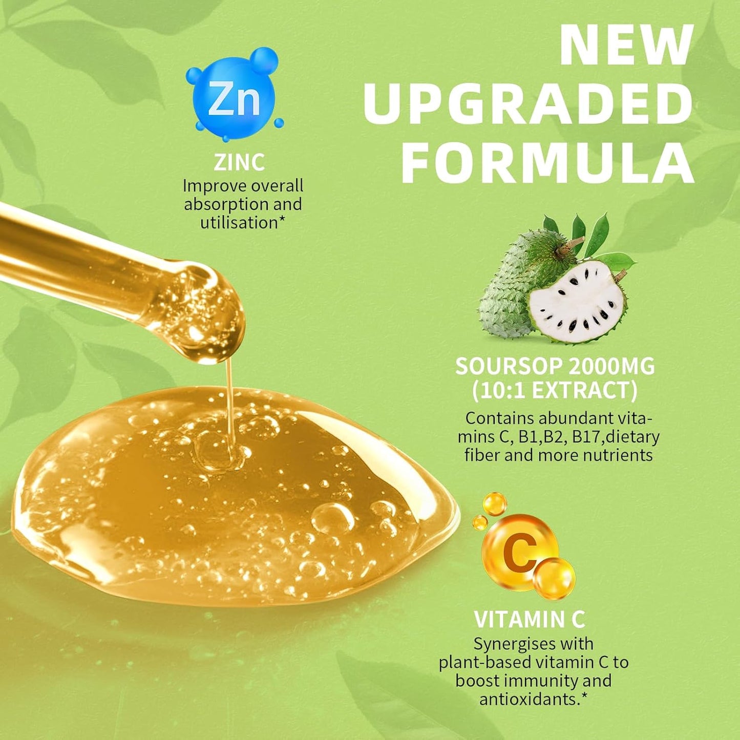 Soursop Bitters Liquid: Cell Support, Antioxidant, Immune Boost - 1 Month Supply - Gluten-Free, Sugar-Free - 2 FL OZ