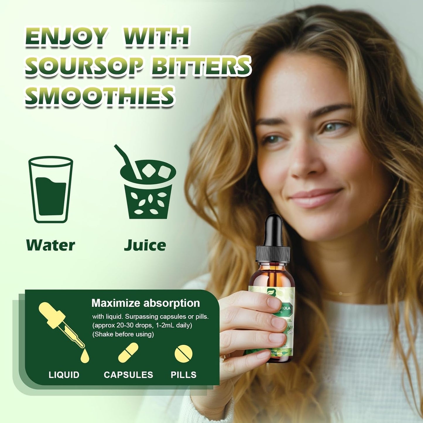 Soursop Bitters Liquid Drops with Sea Moss Black Seed Oil - Antioxidant Support for Gut Cleanse, Detox & Immunity