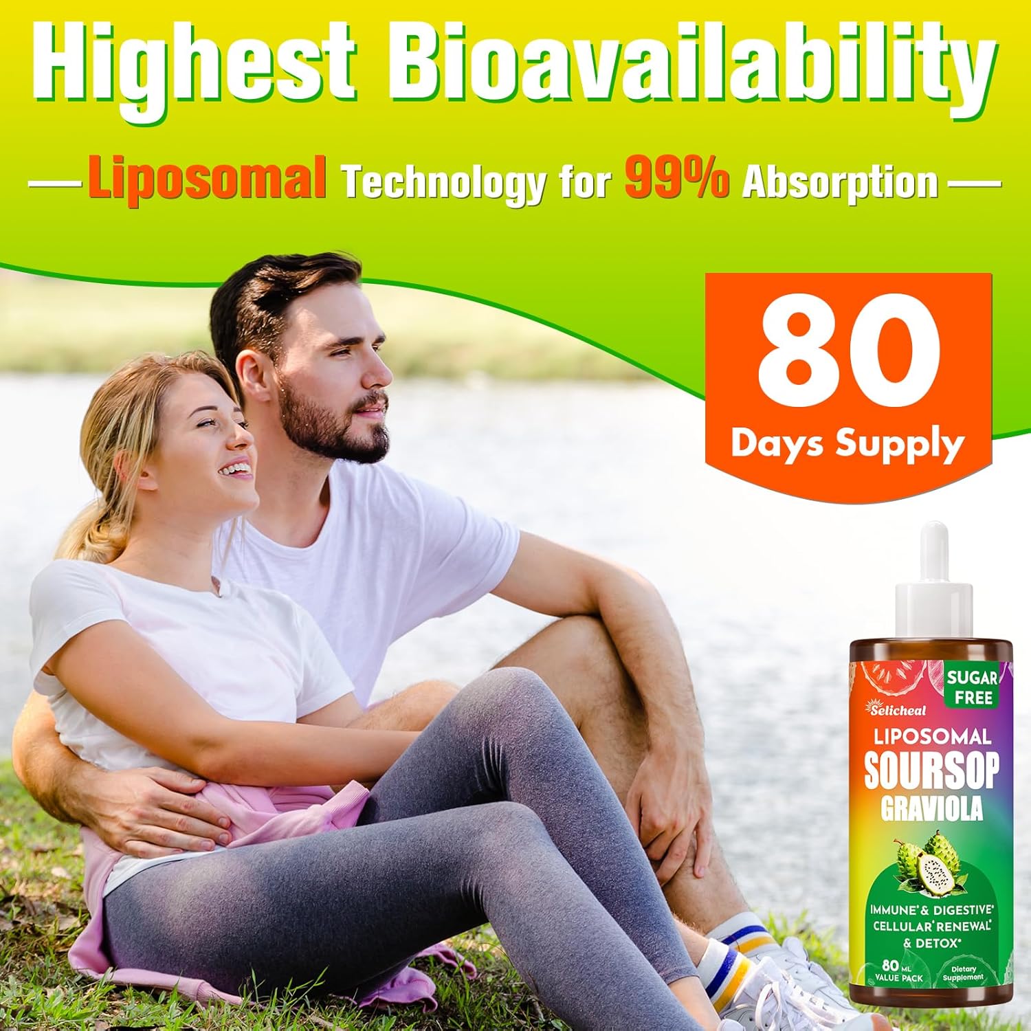 Soursop Bitters Liquid with Sea Moss & Leaf Extract for Immunity & Cell Support - 2.8 Fl Oz - 80 Days Supply