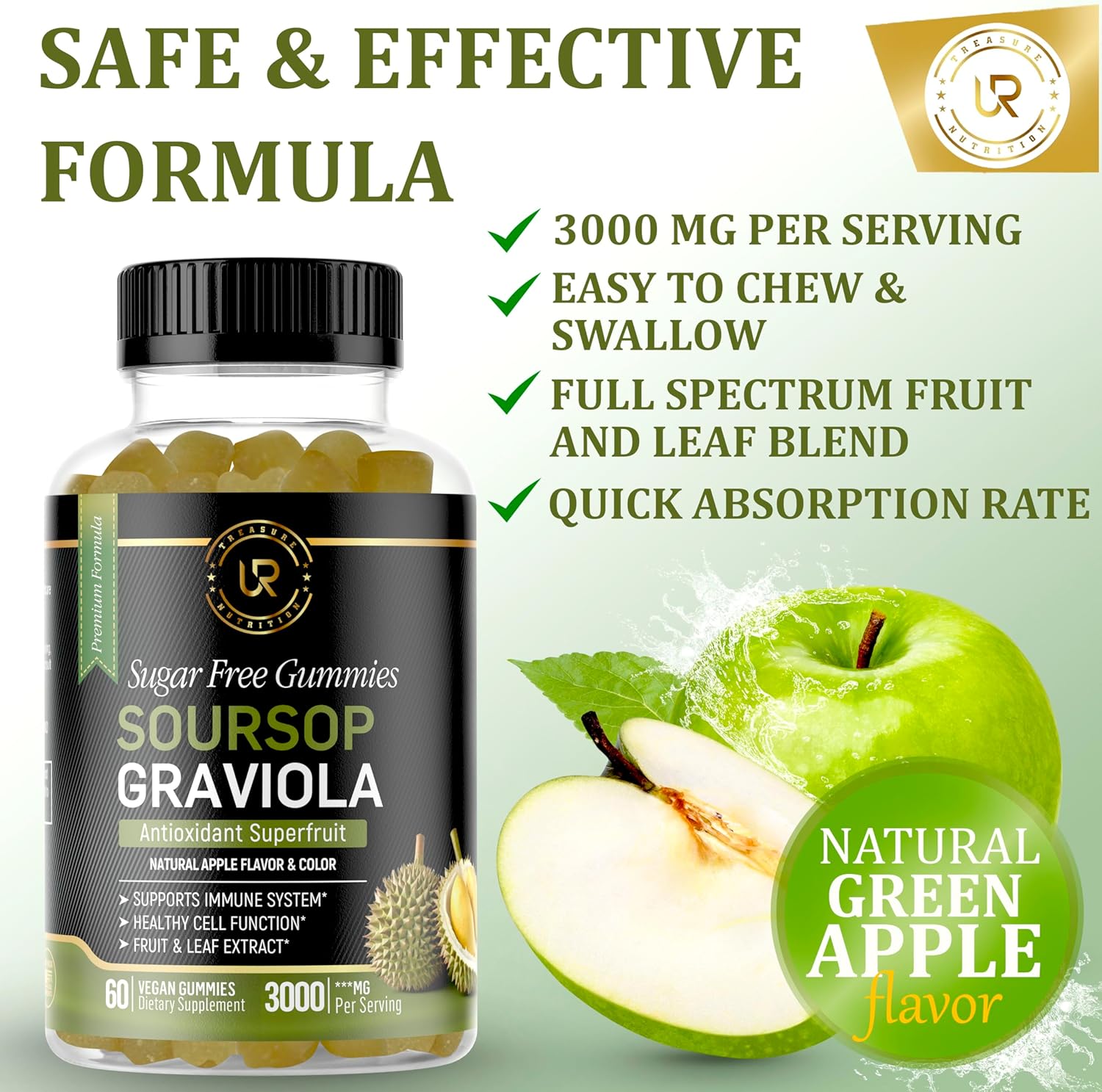 Soursop Extract Gummies - 3000mg - 2 Pack Graviola Supplement - 120ct Sugar-Free - Gluten Free - Non-GMO - Vegan Friendly