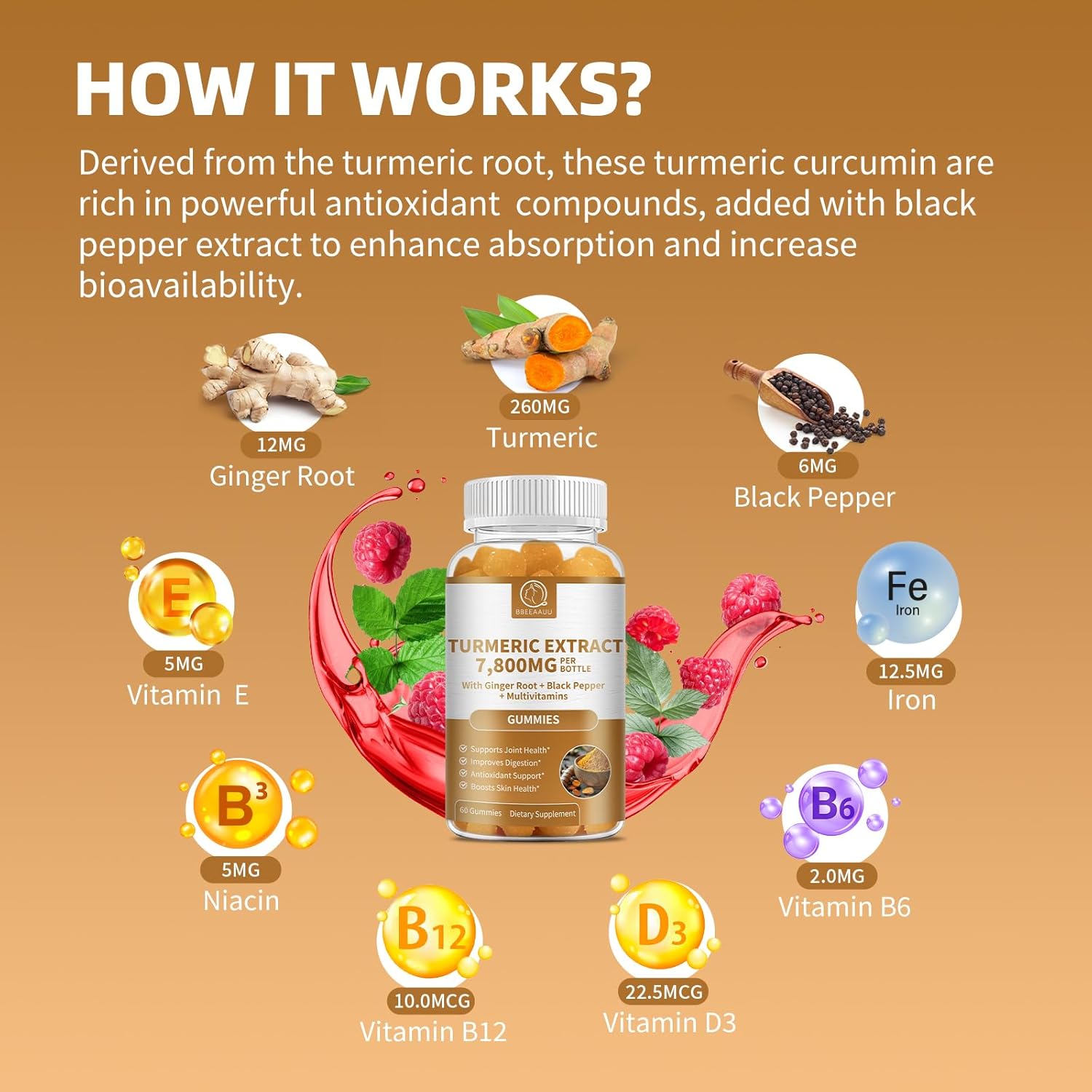 Soursop Graviola Capsules and Turmeric Gummies by BBEEAAUU - Natural Supplements for Health and Wellness