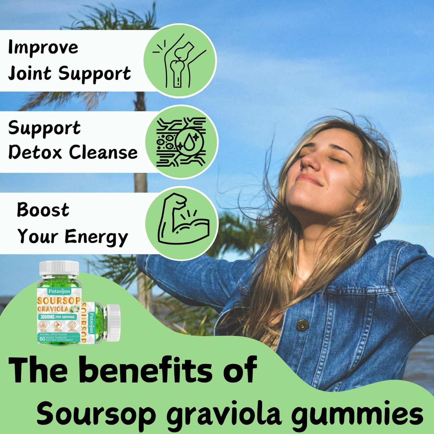 Soursop Graviola Extract 2000 MG | Soursop Leaves & Fruit Gummies for Adults | Non-GMO Vegan Supplement Pack of 2