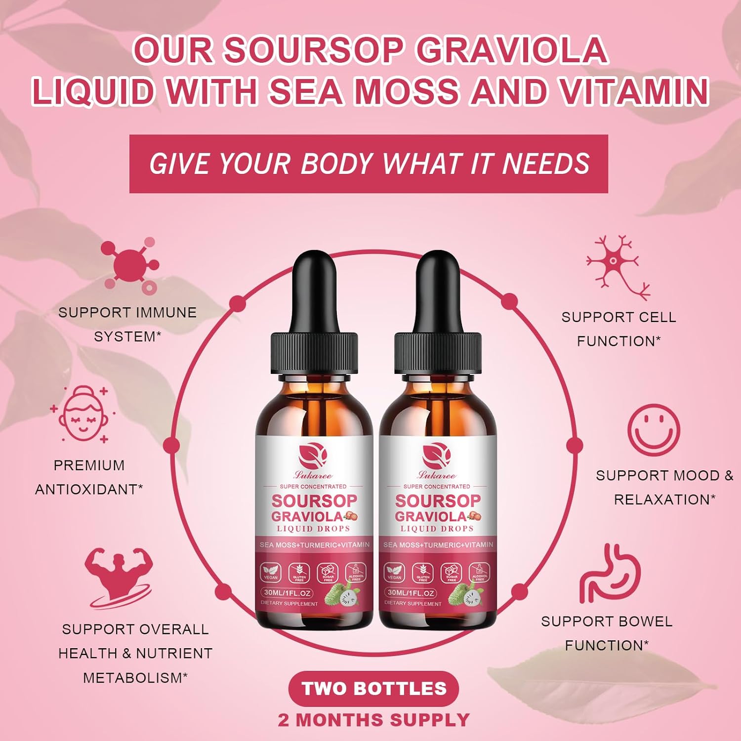 Soursop Graviola Leaf Extract Drops and Magnesium Complex Supplement Bundle (3 Pack)