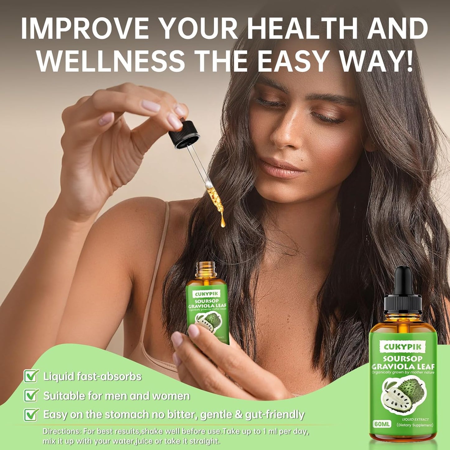 Soursop Graviola Leaf Extract Liquid Drops with Botanical Antioxidants for Cell Support - 2oz Supply