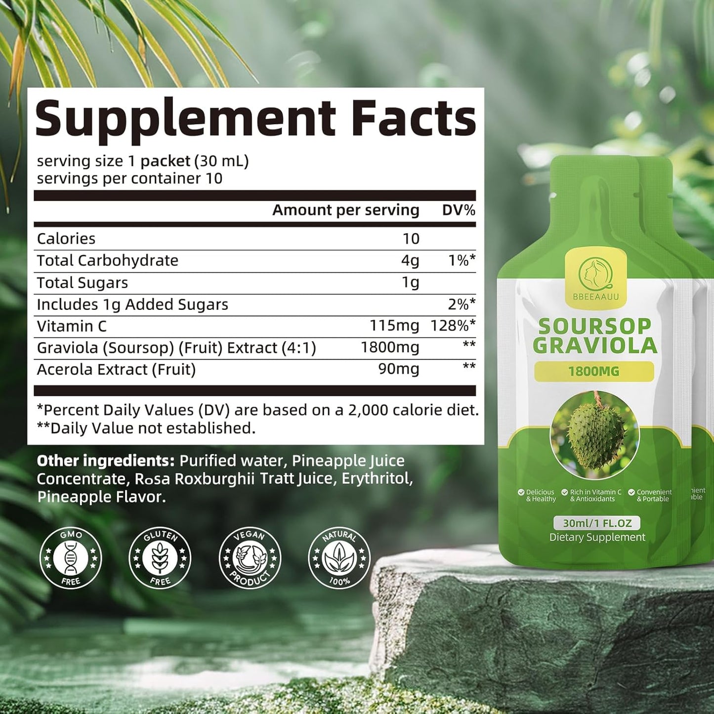 Soursop Graviola Liquid, Drops, and Capsules for Cell Regeneration, Immunity Boost, and Antioxidant Support - Gluten Free and Non GMO Vegan Options