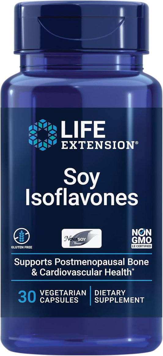 Soy Isoflavones for Post-Menopausal Women - Heart, Bone & Cellular Health Support - Non-GMO & Vegetarian - 30 Capsules
