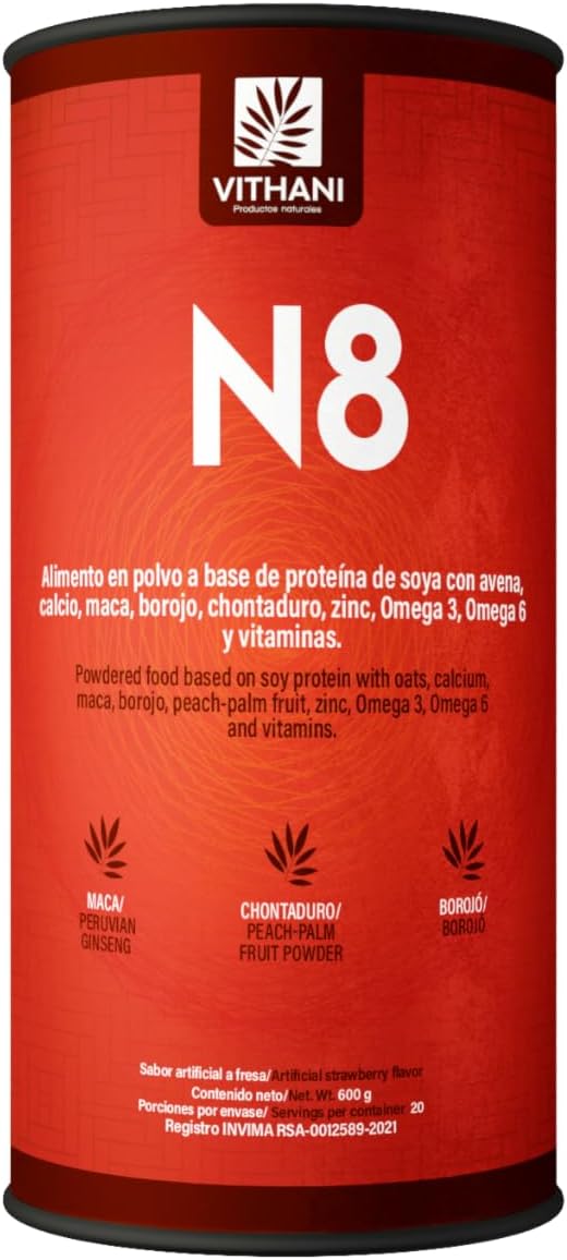 Soy Protein Powder with Oats, Calcium, Maca, Borojo, Peach-Palm Fruit, Zinc, Omega 3, Omega 6, and Vitamins - Nutritious Blend