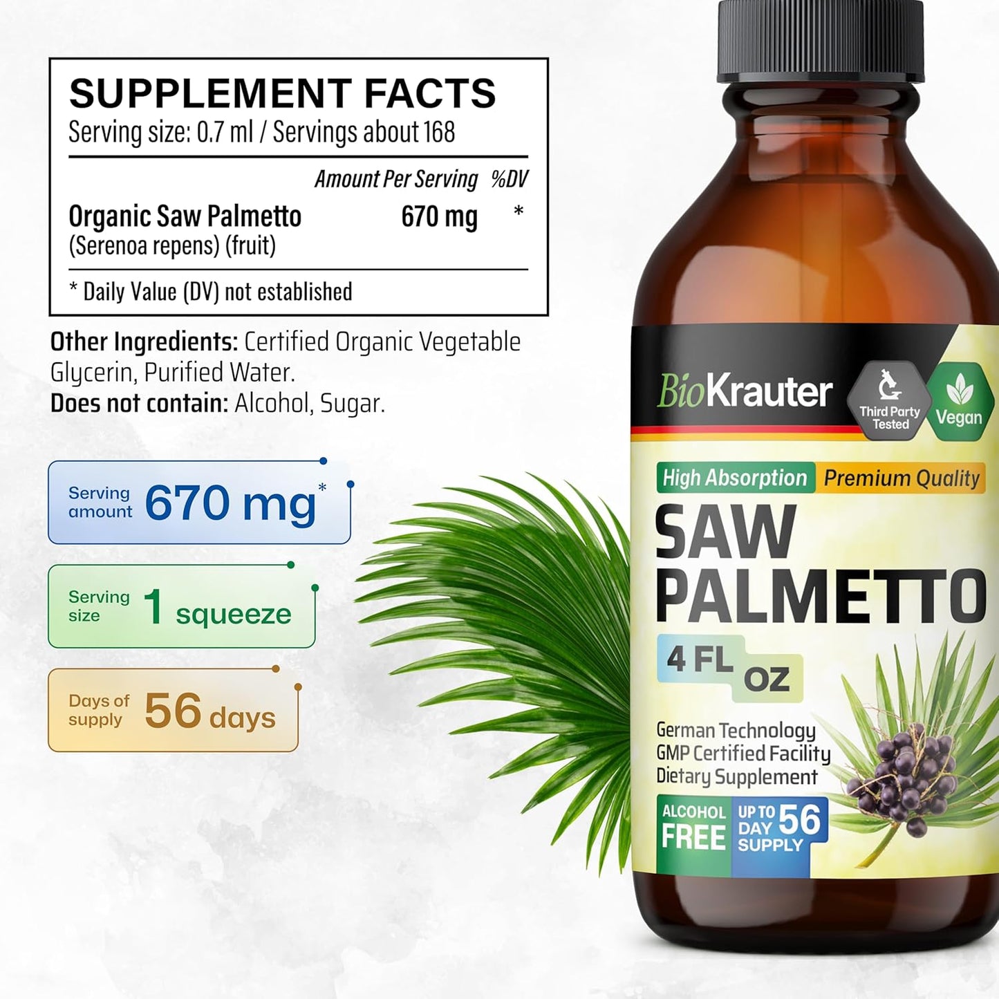 Spearmint Capsules and Saw Palmetto Tincture Combo Pack - 250 Capsules & 4 Fl. Oz.
