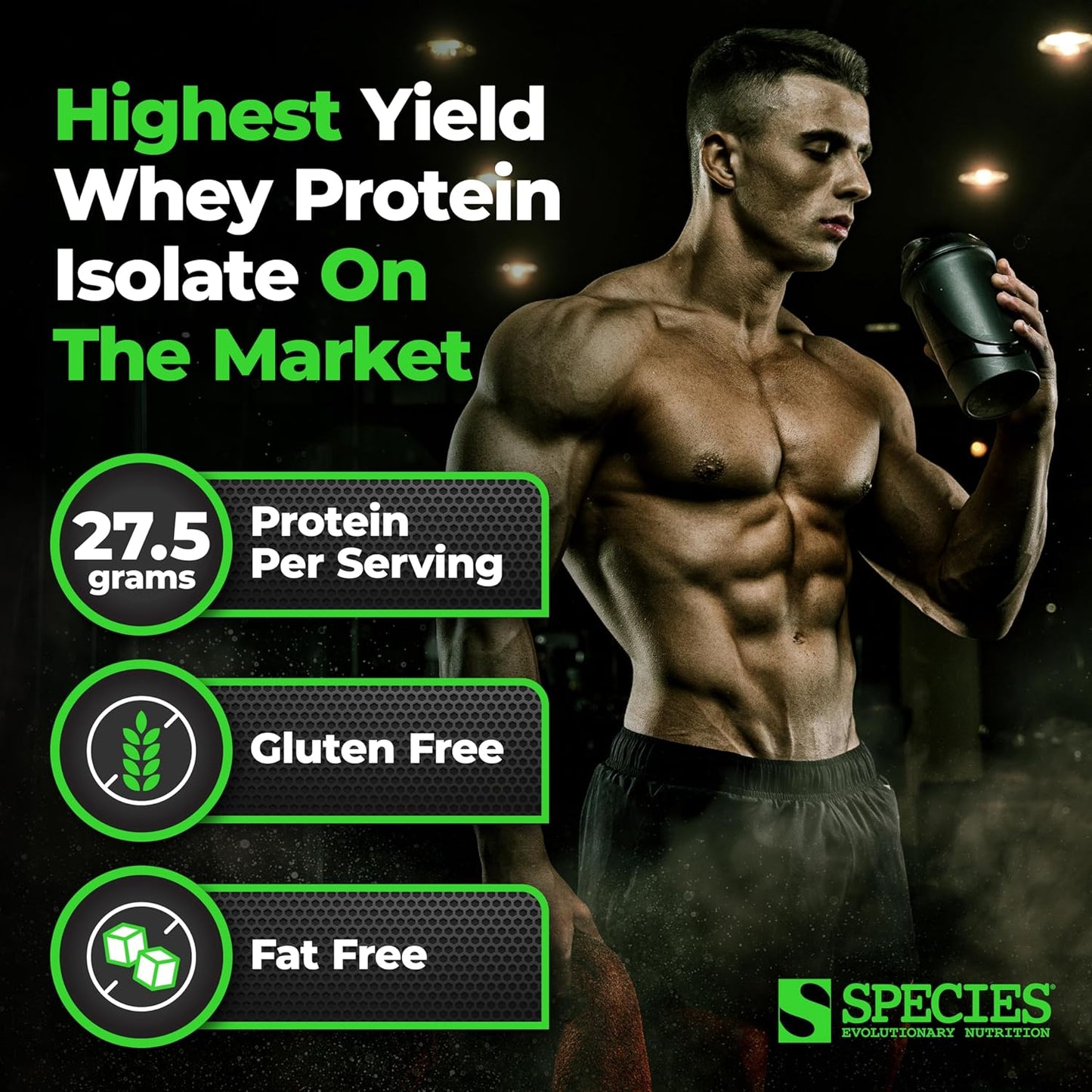 Species Nutrition Isolyze Whey Protein Powder - Vanilla Peanut Butter Flavor, 27.5g Protein Per Serving, No Sugar, Low Fat, 100% Whey Isolate - 44 Servings