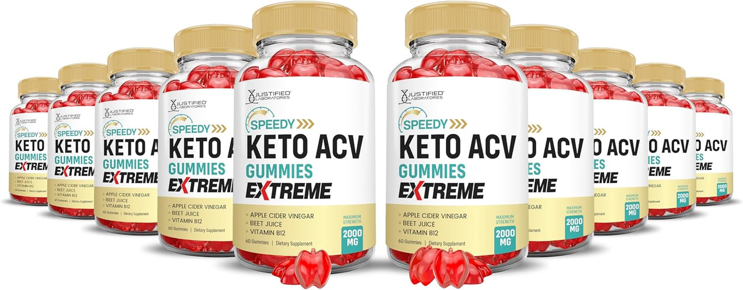 Speedy Keto ACV Gummies 1000MG (10 Pack) - Pomegranate Beet Juice Powder, B12 Vegan Formula - Justified Laboratories