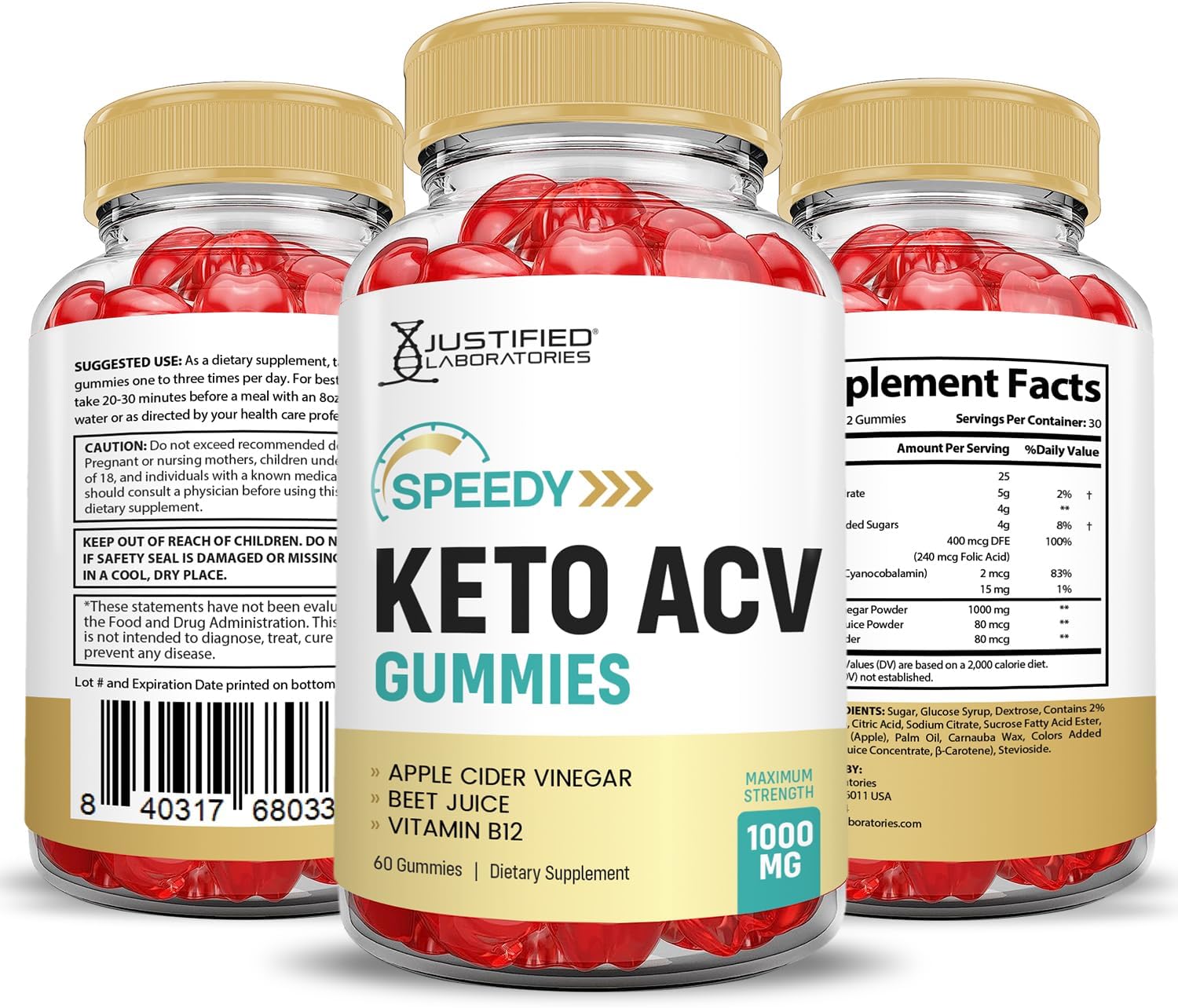 Speedy Keto ACV Gummies (3 Pack) - Advanced Formula 1000MG with Pomegranate Beet Juice Powder B12 - Vegan Non GMO - 180 Gummies