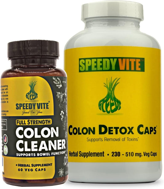SpeedyVite Colon Detox & Cleanse Set - 230 Veg Capsules Detox, 60 Tablets Cleanse for Complete Colon Health