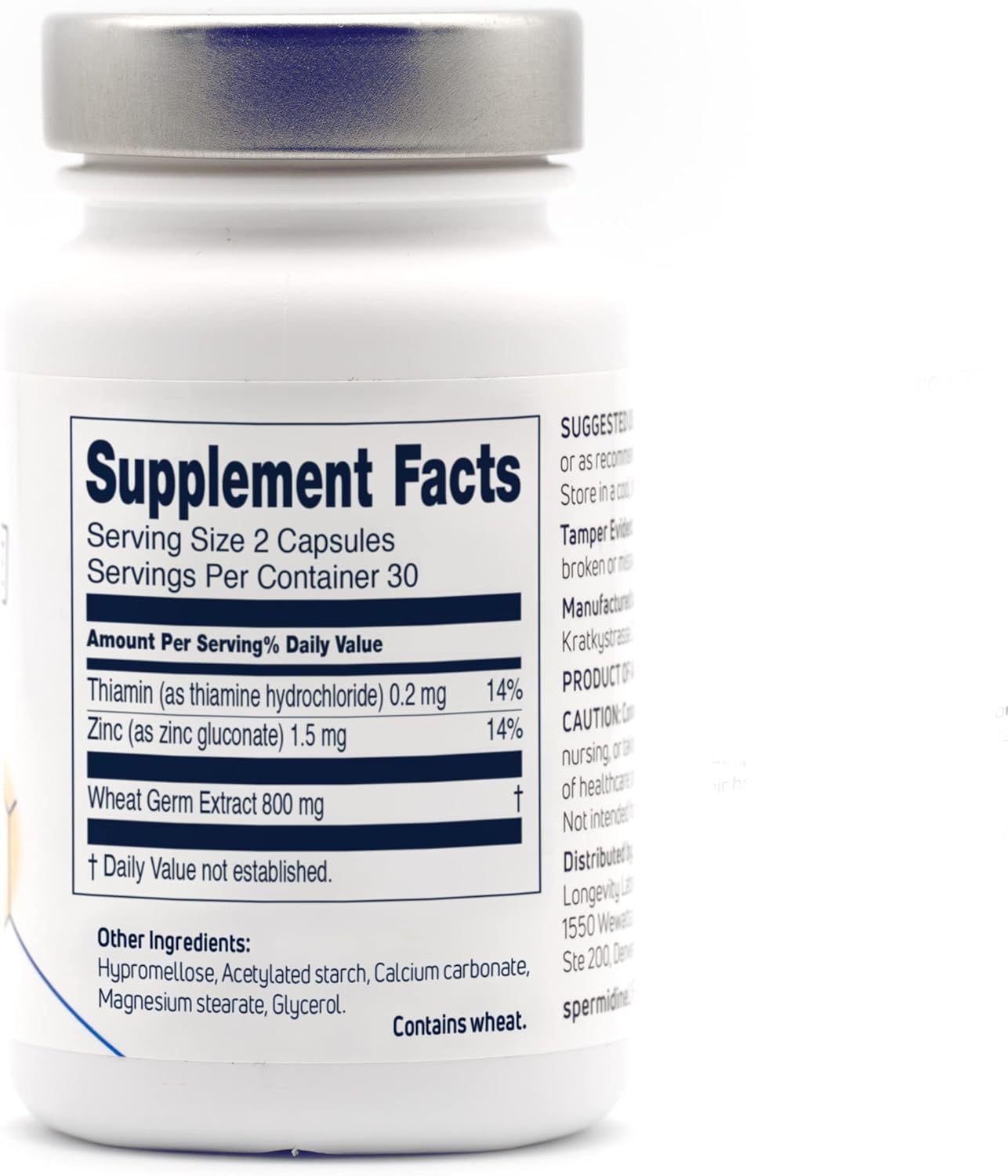 spermidineLIFE 800mg Natural Supplement with High Spermidine Content and Zinc, Plant-Based for Cell Renewal, Vegan, 60 Vegetarian Capsules - Pack of 2