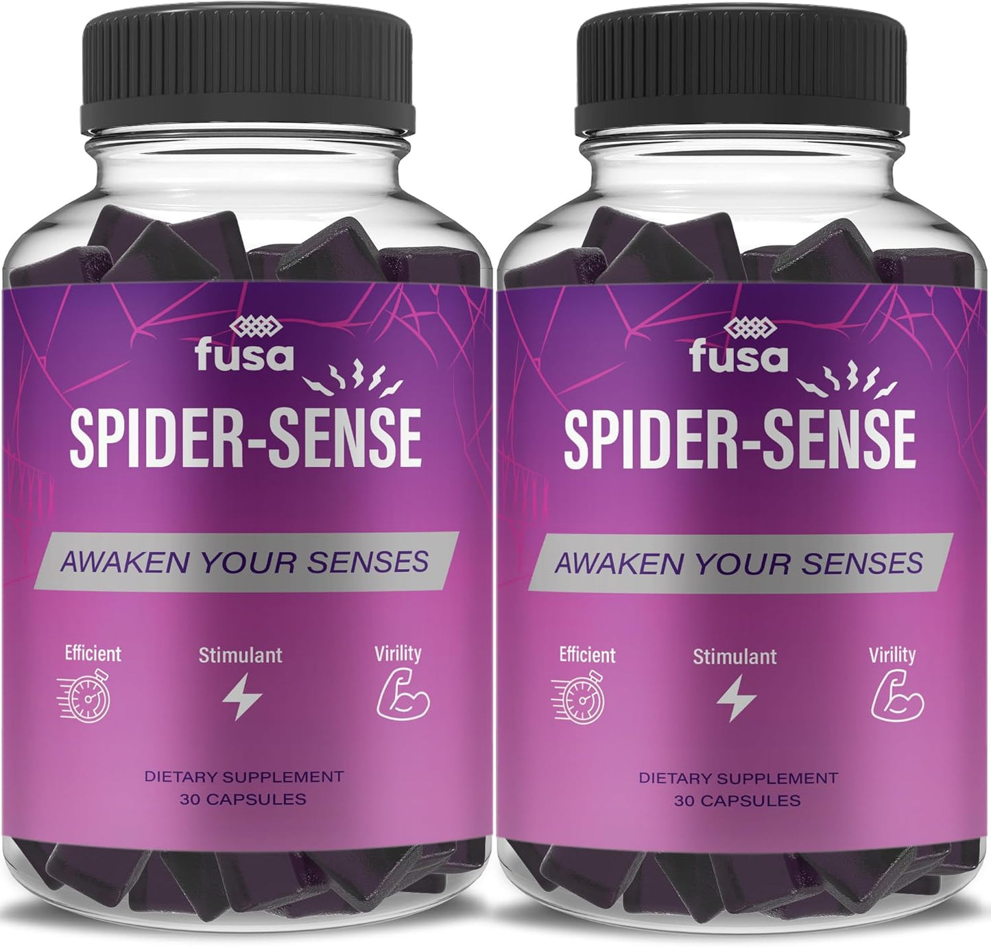 SpiderSense Max Strength Energy & Vitality Gummies - 2 Pack with Shilajit, Irish Sea Moss & Fenugreek - 60 Day Supply