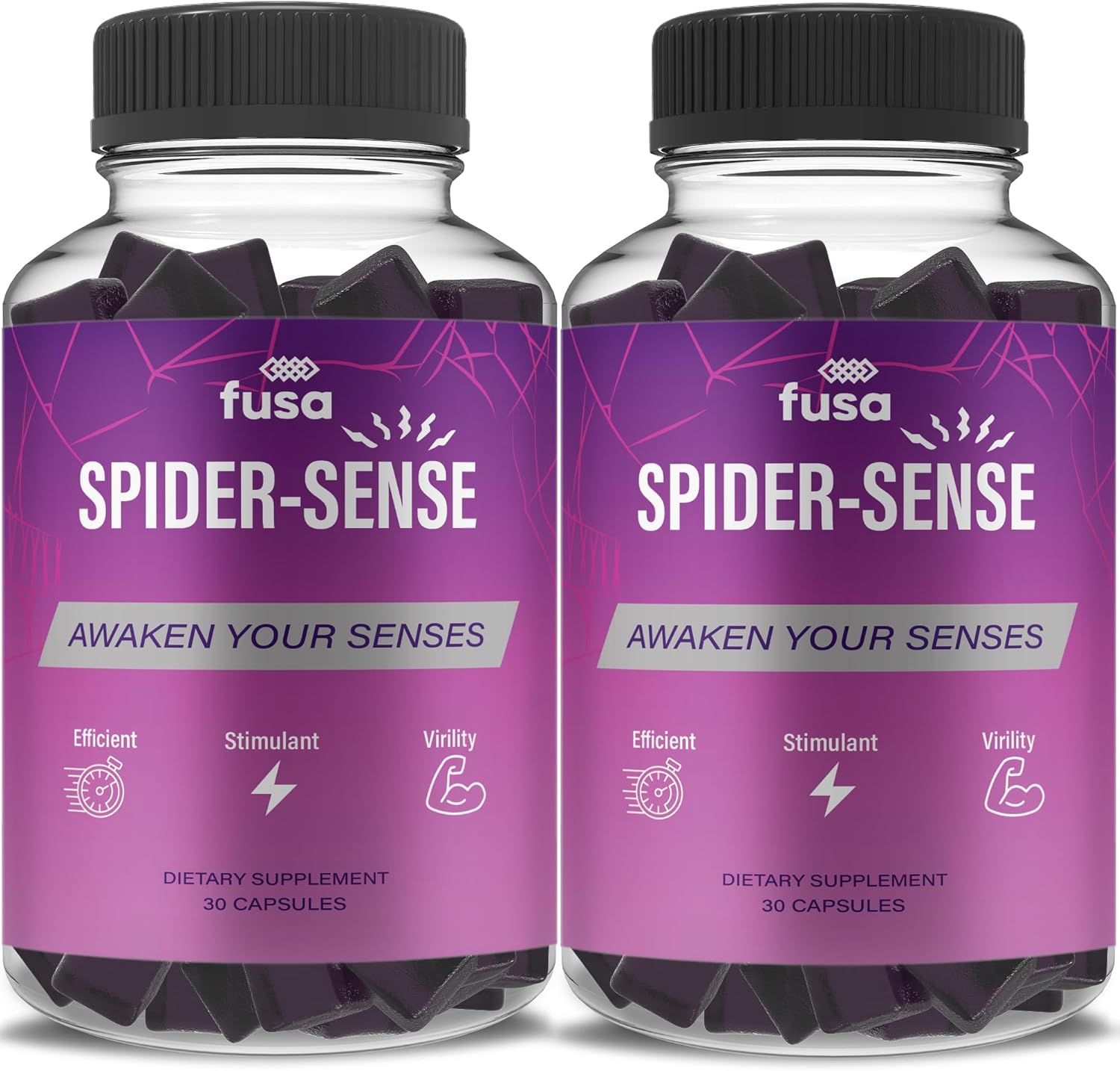 SpiderSense Max Strength Energy & Vitality Gummies - 2 Pack with Shilajit, Irish Sea Moss & Fenugreek - 60 Day Supply