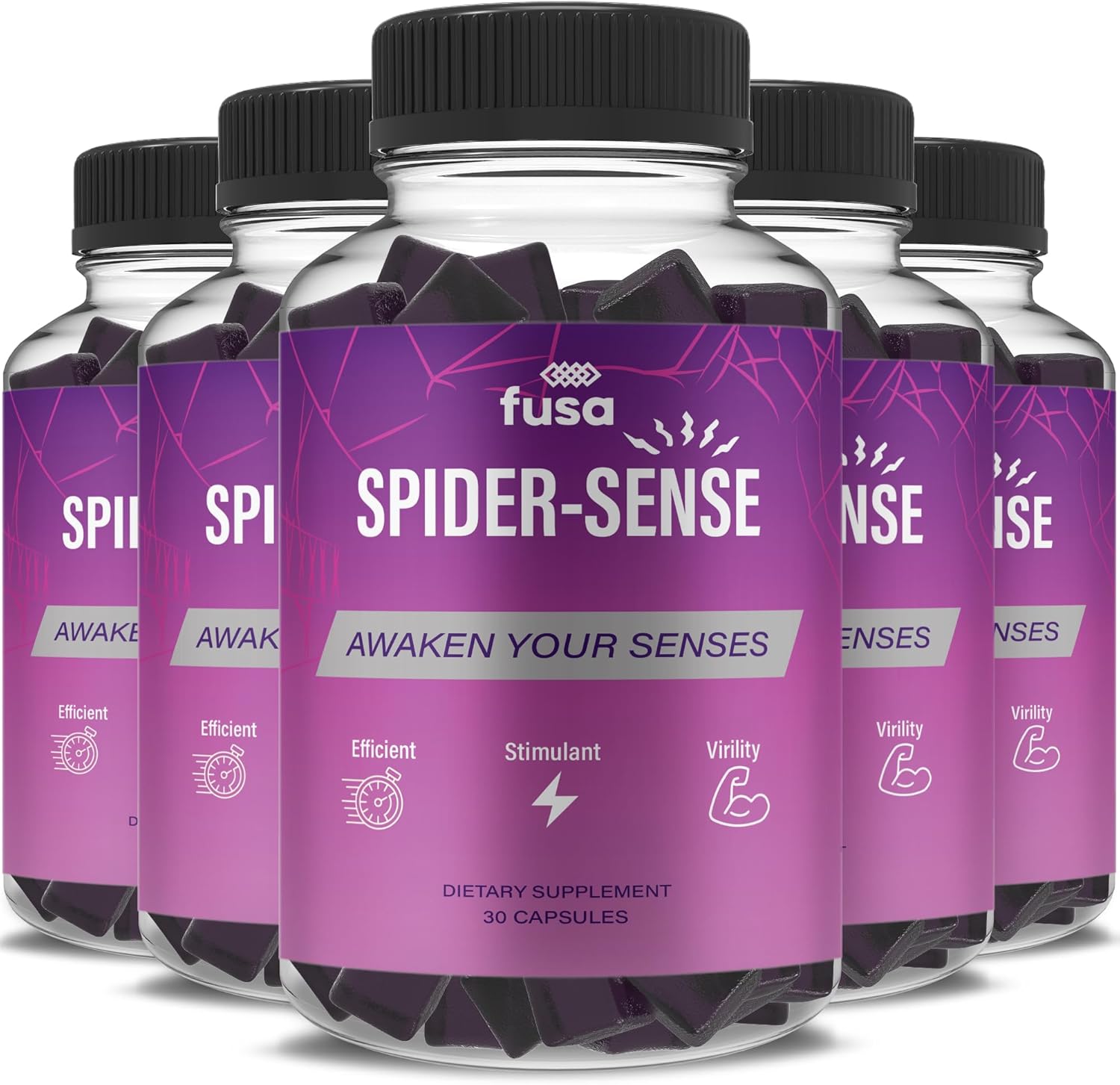 SpiderSense Max Strength Performance Gummies - Shilajit Irish Sea Moss Fenugreek Supplement for Energy & Vitality (5 Pack, 5 Month Supply)
