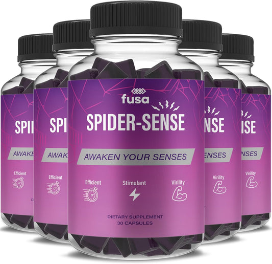 SpiderSense Max Strength Performance Gummies - Shilajit Irish Sea Moss Fenugreek Supplement for Energy & Vitality (5 Pack, 5 Month Supply)