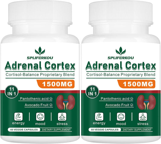Spliferkou Adrenal Support Supplement with Pantothenic Acid and Ashwagandha - 11-in-1 Formula for Energy, Relaxation, and Healthy Function - 120 Capsules