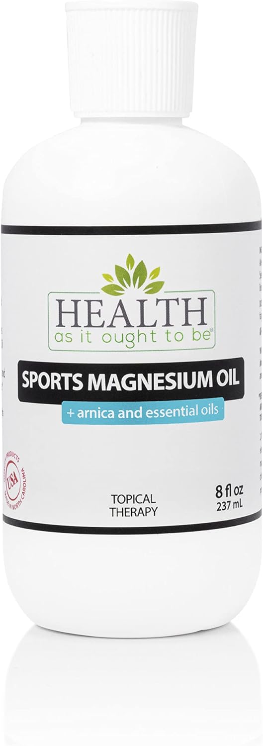 Sports Magnesium Oil with Arnica and Essential Oils for Natural Muscle Rub and Workout Recovery - 8 Ounce Bottle