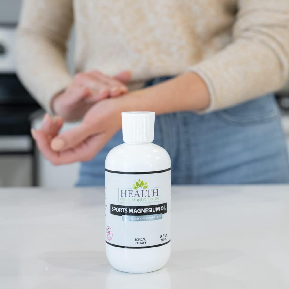 Sports Magnesium Oil with Arnica and Essential Oils for Natural Muscle Rub and Workout Recovery - 8 Ounce Bottle