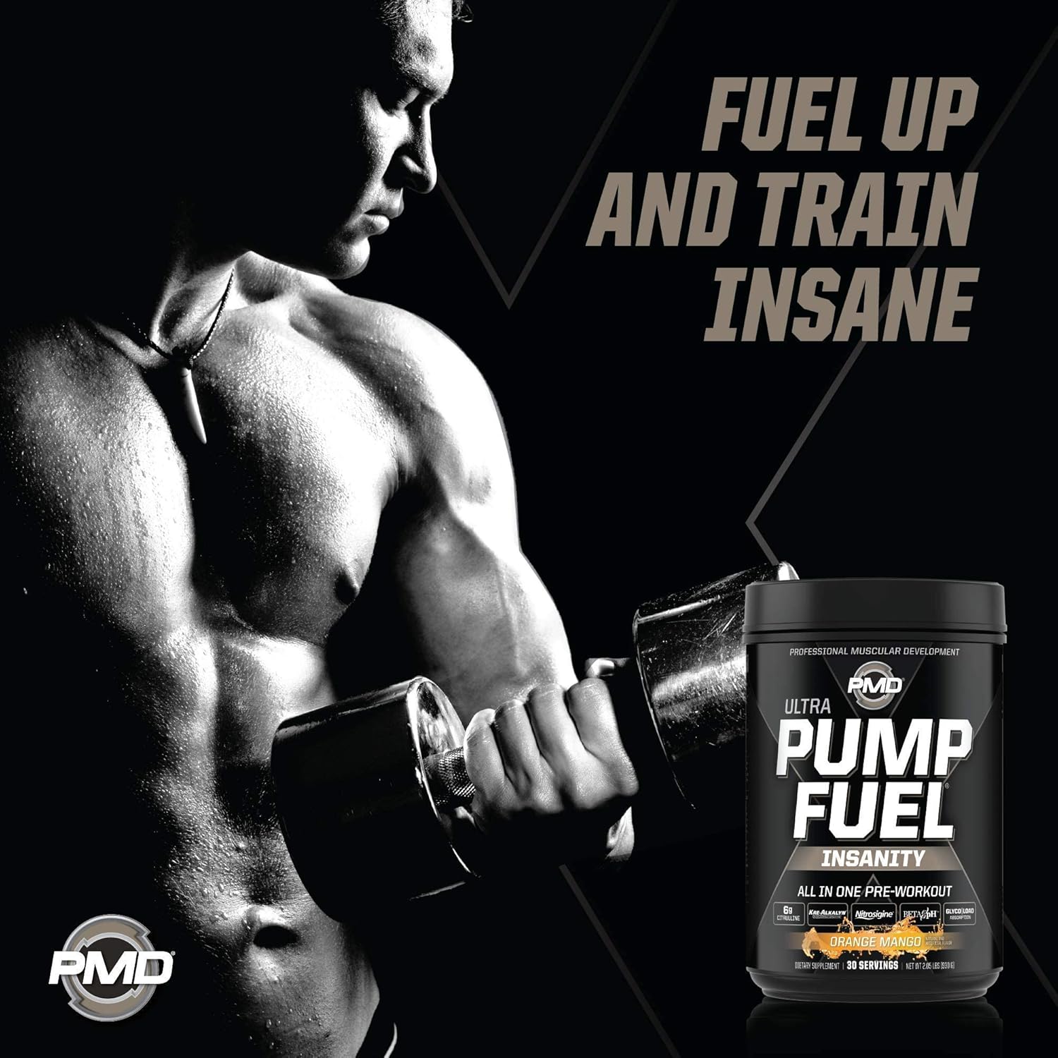 Sports Performance Bundle: PMD Sports Ultra Pump Fuel Insanity Pre Workout + CG5 Premium Creatine and L-Glutamine Powder