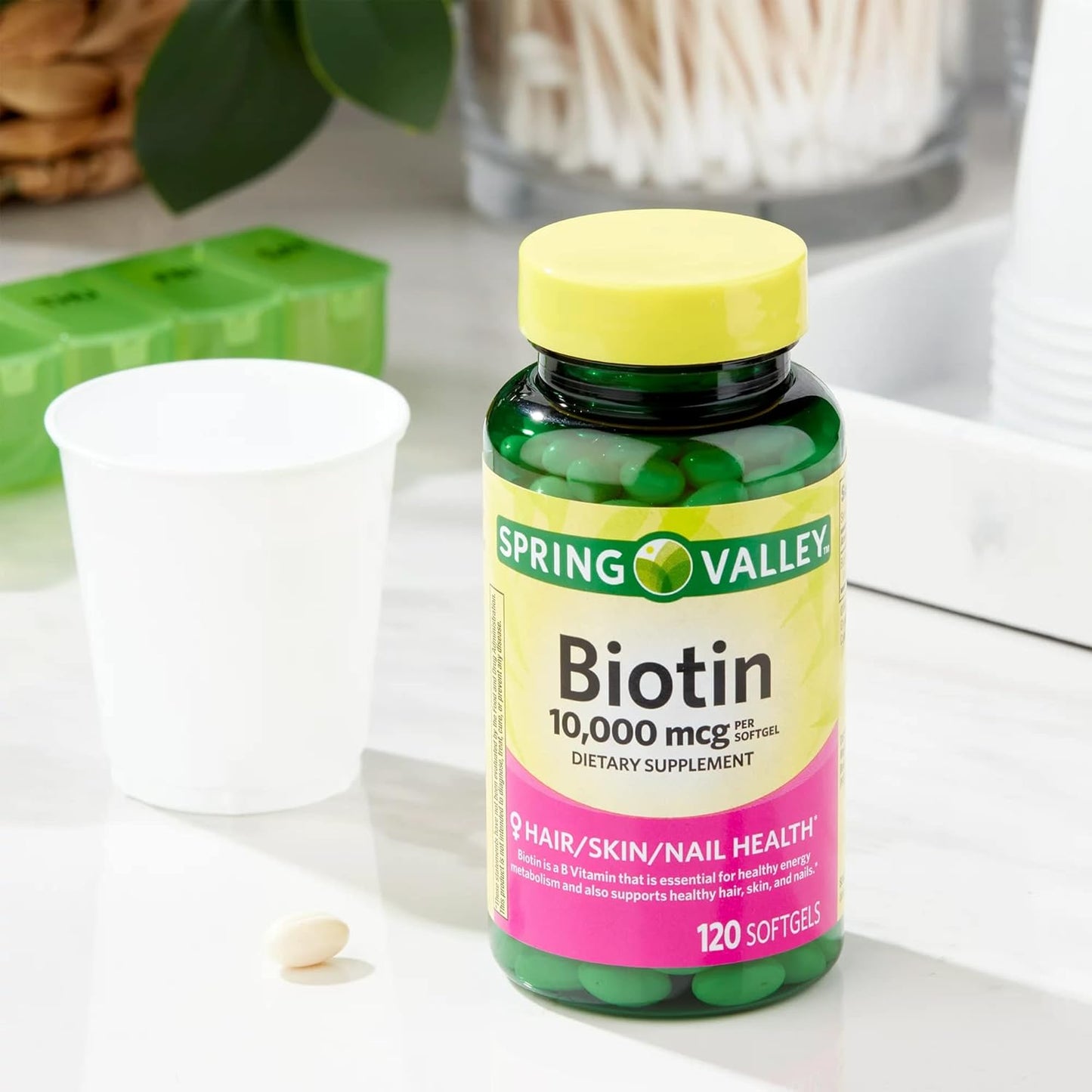 Spring Valley Biotin SoftGels Bundle - 10,000mcg for Hair, Skin, and Nails - Biotin Health Supplement with Lual's Diabetes Decoded