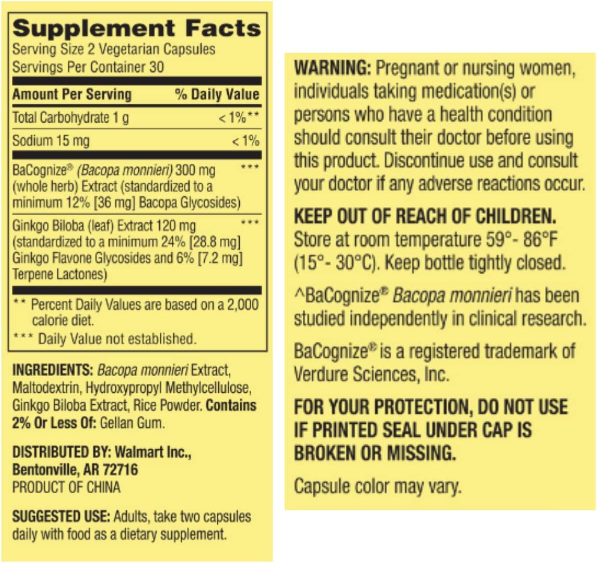 Spring Valley Brain Performance Support Capsules - 60 Count with Free STS Sticker