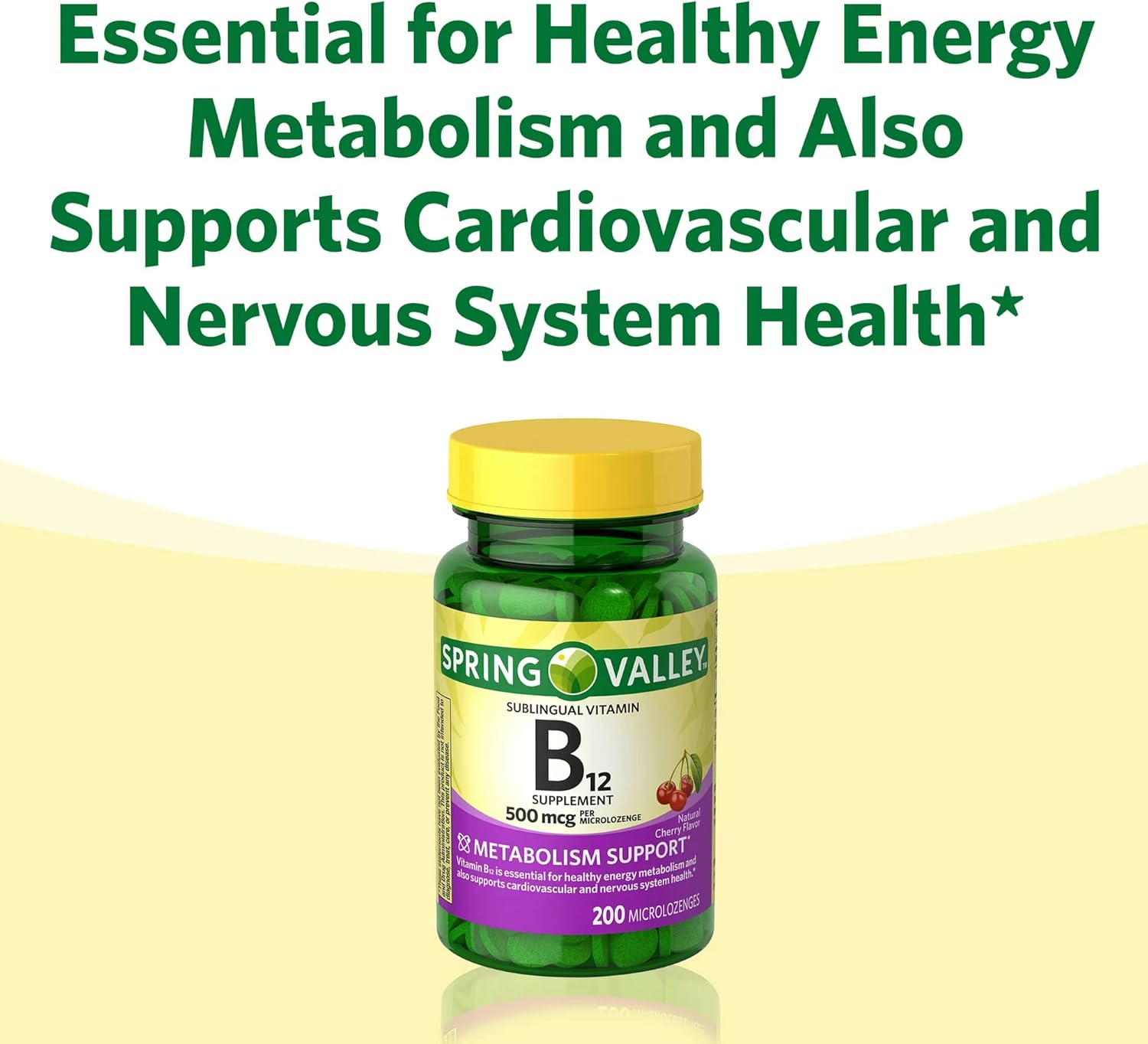 Spring Valley Cherry Flavored Sublingual B12 500 mcg - 200 ct (Pack of 1) by Fusion Shop Store