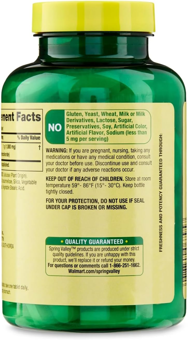 Spring Valley L-Lysine 1000mg Tablets - Immune Support Supplement with Amino Acid Llysine - 100 Count