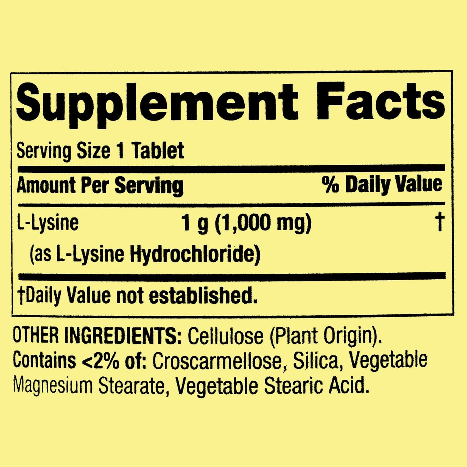 Spring Valley L-Lysine 1000mg Tablets - Immune Support Supplement with Amino Acid Llysine - 100 Count