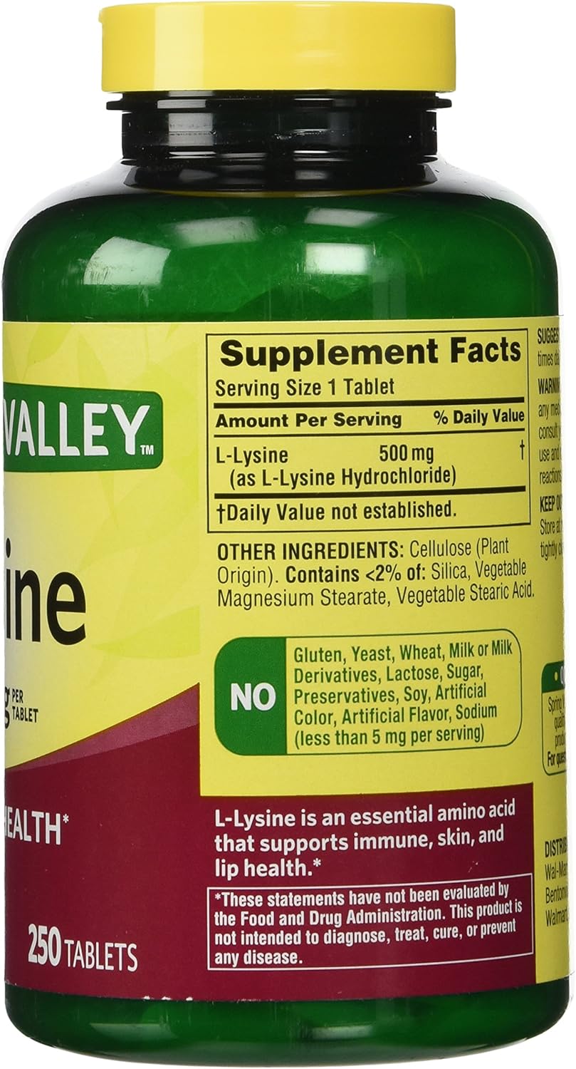Spring Valley L-Lysine Dietary Supplement - 250 Count Bottle