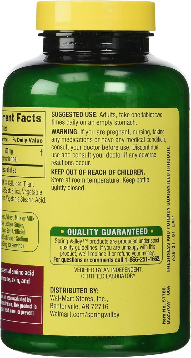 Spring Valley L-Lysine Dietary Supplement - 250 Count Bottle