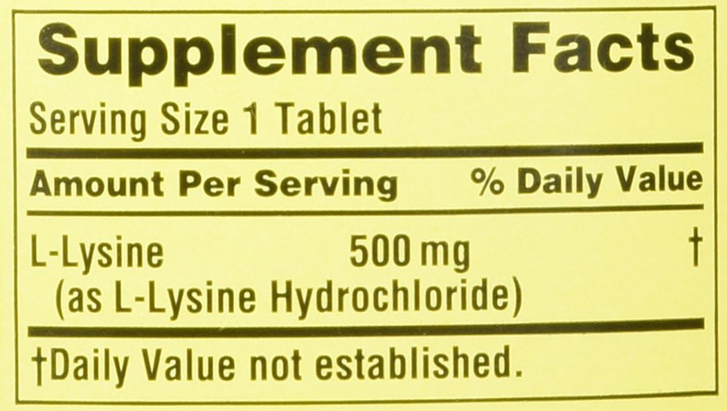Spring Valley L-Lysine Dietary Supplement - 250 Count Bottle