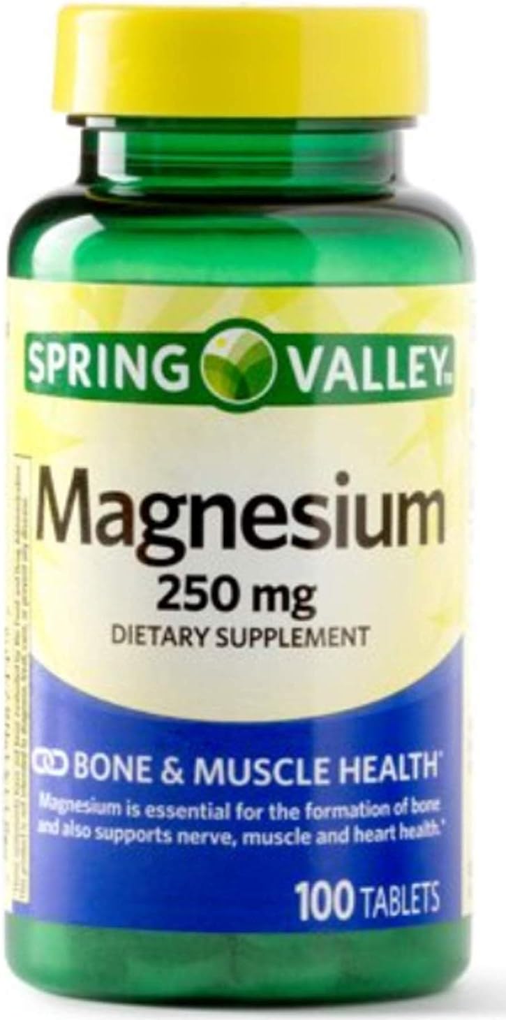 Spring Valley Magnesium 250 mg Tablets - TOPNaturePlus Supplement for Essential Health Support, 100 Count