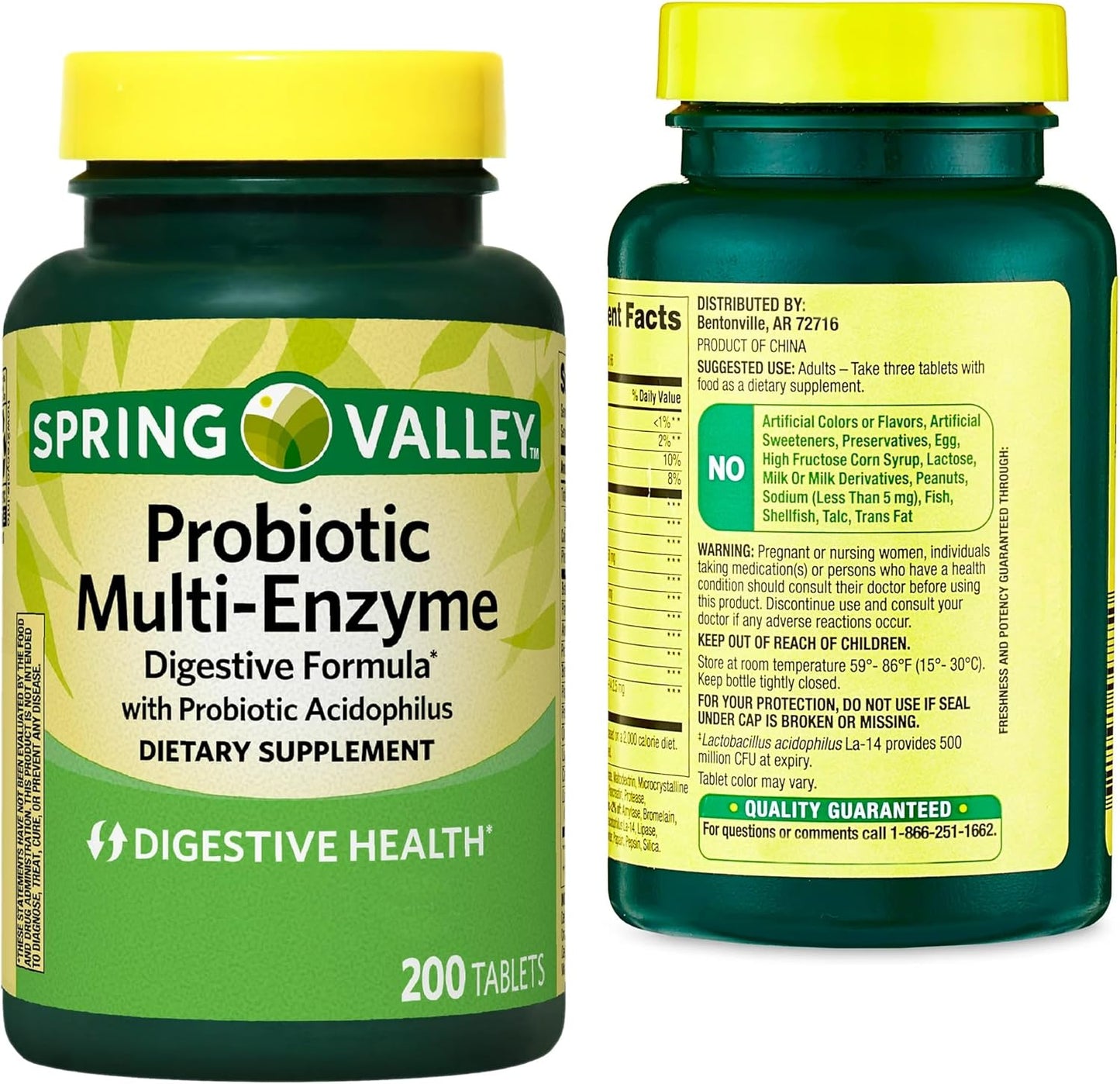 Spring Valley Multi-Enzyme Probiotic Bundle - 2 Pack of 200 Tablets for Men and Women, Digestive Health Support with Lual's 45 Diabetes Decoded