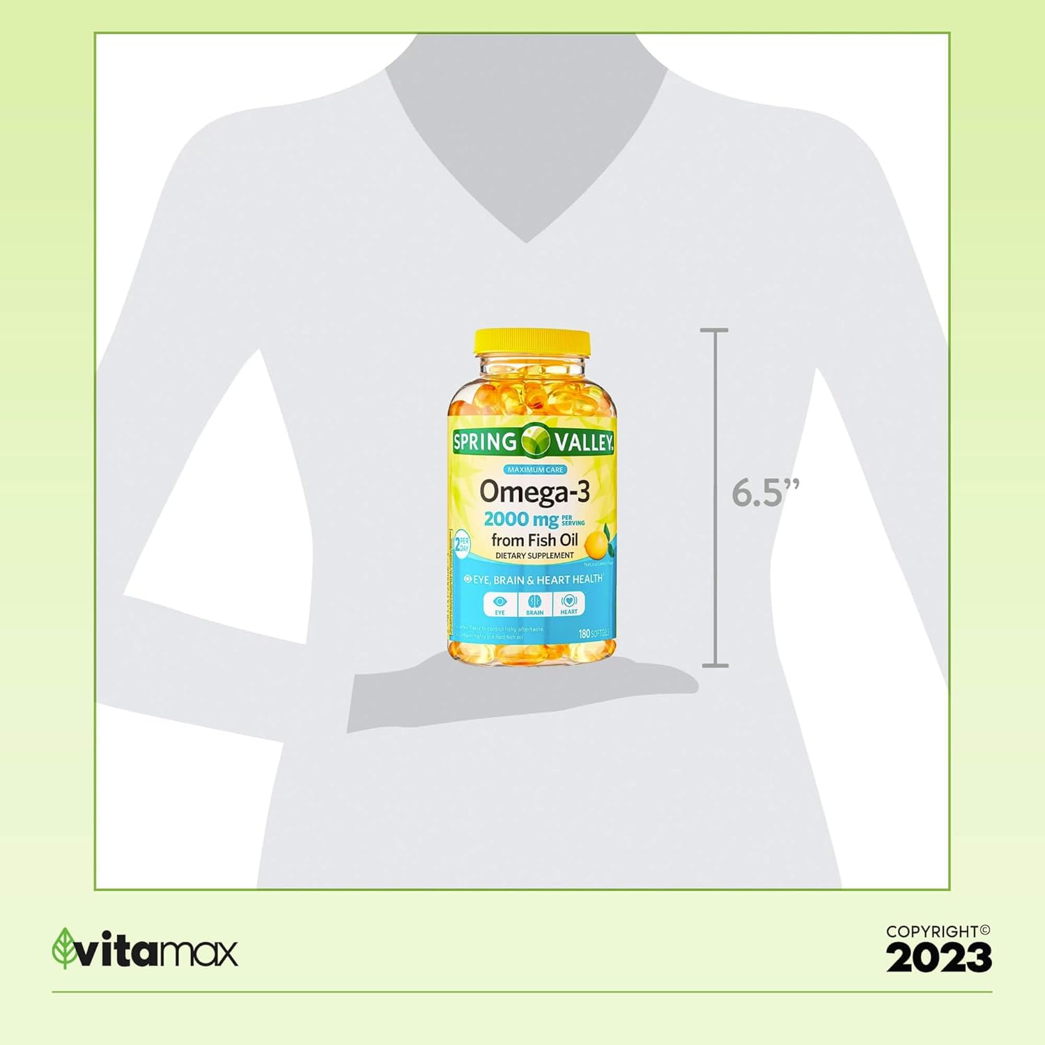Spring Valley Omega-3 Fish Oil 2000mg, 120 Count with VitaMax Vitamin Guide