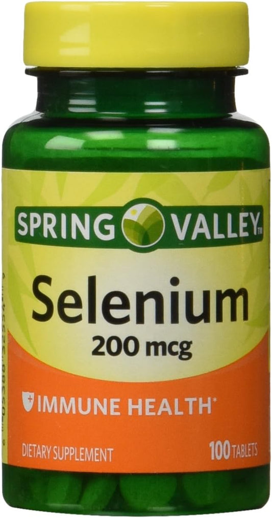 Spring Valley Selenium Supplement - 200 mcg, 100 Tablets - Essential Mineral for Immune Support & Antioxidant Protection