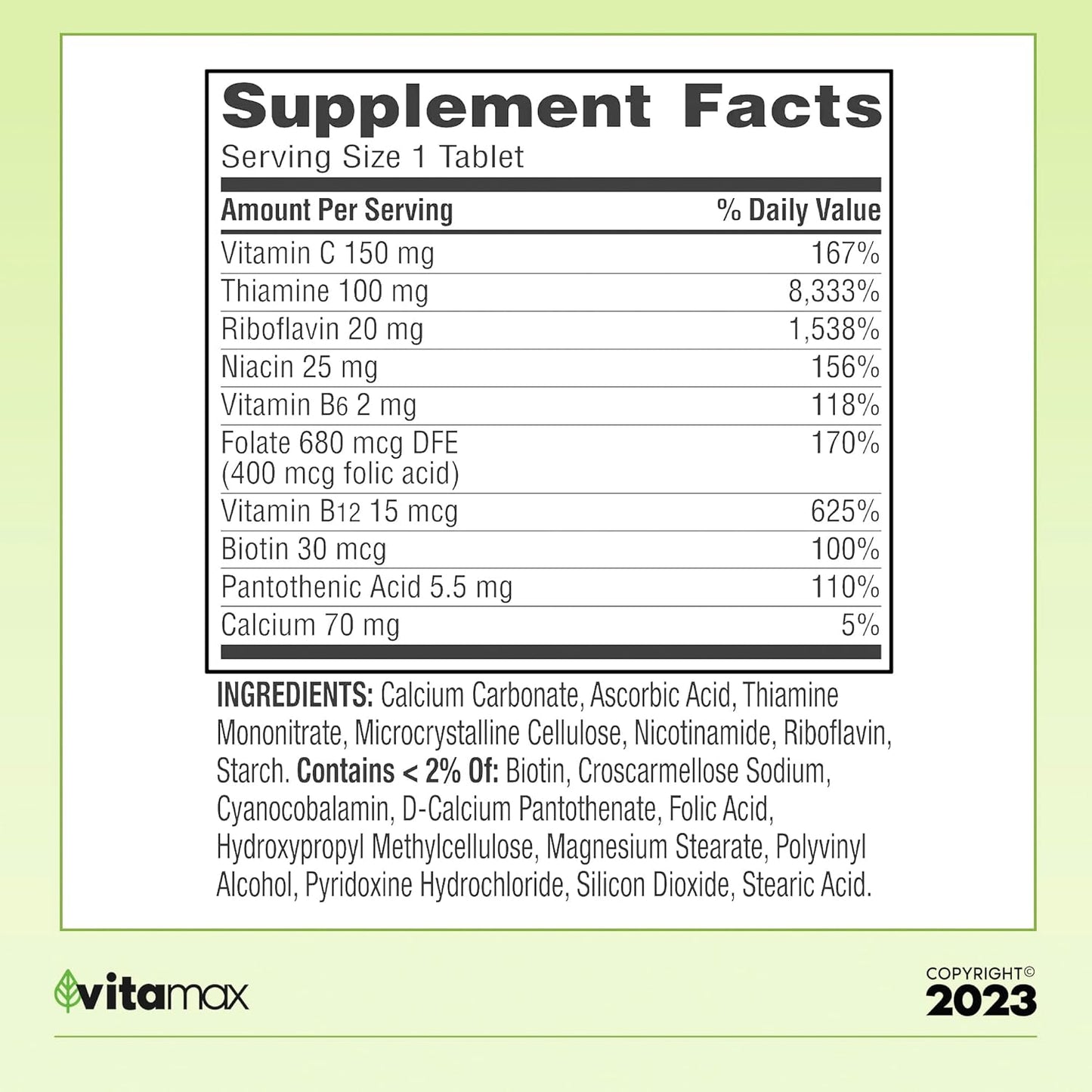 Spring Valley Super Vitamin B-Complex Tablets Dietary Supplement, 500 Count Value Size with VitaMax Vitamin Guide