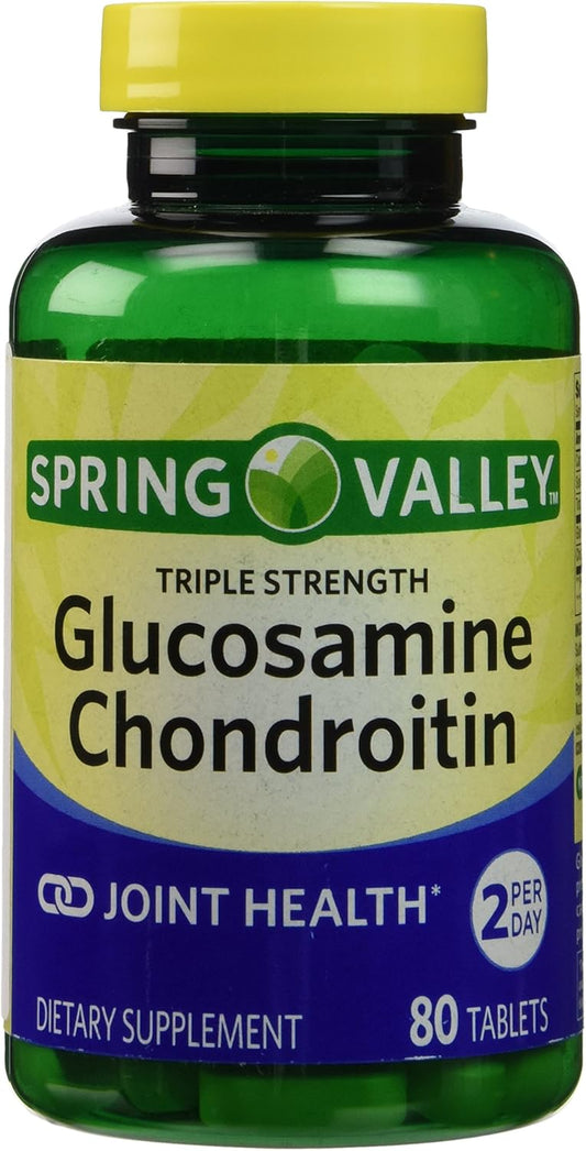 Spring Valley Triple Strength Glucosamine Chondroitin Tablets - 80 Count Bottle