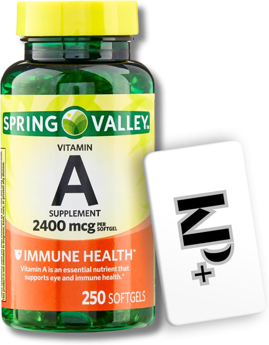 Spring Valley Vitamin A Softgels 2400 mcg, 250 Count with Vitamin A Supplement