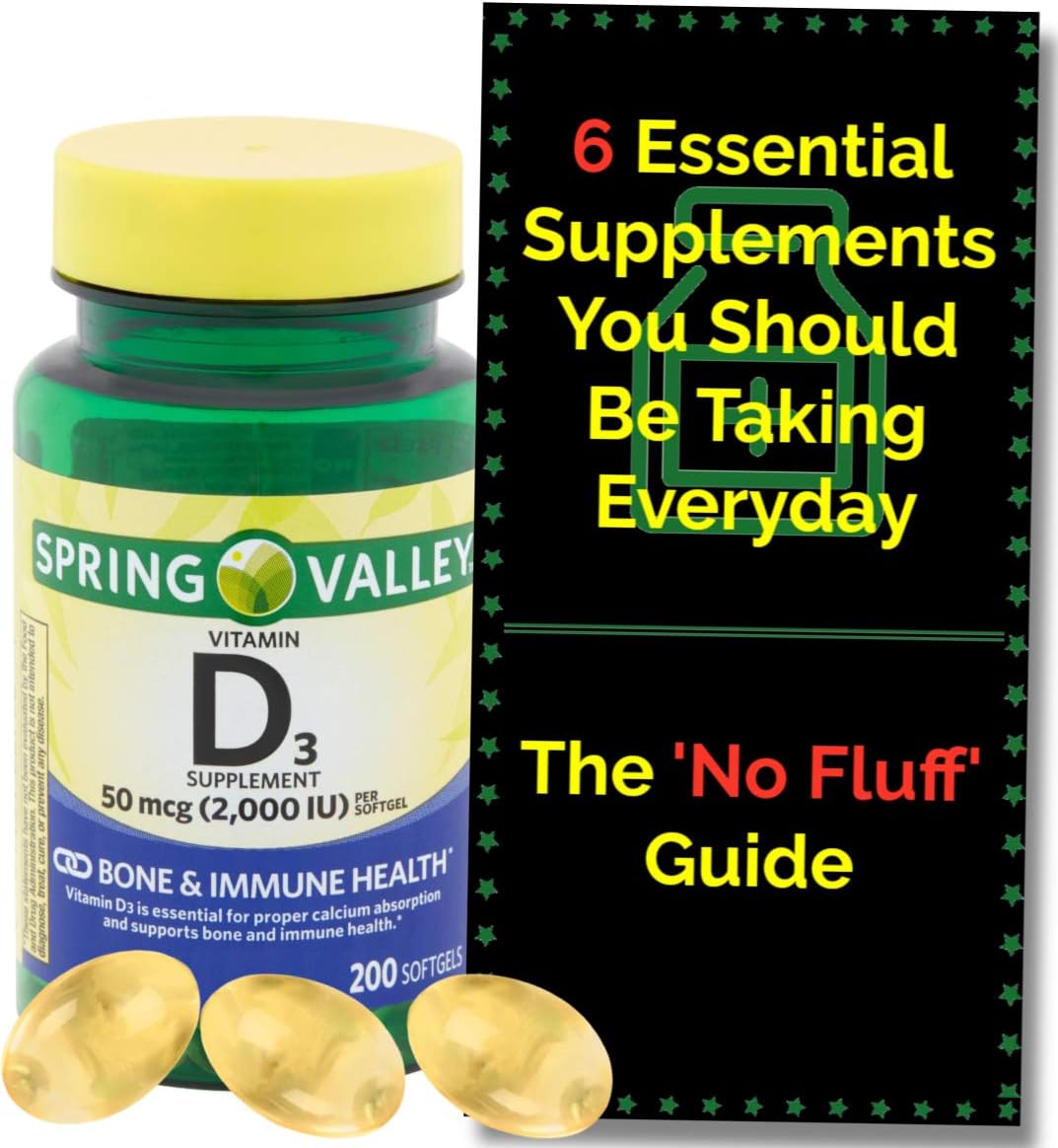 Spring Valley Vitamin D3 2000iu Softgels - 200 Count for Bone & Immune Health - 6 Month Supply + Supplement Guide