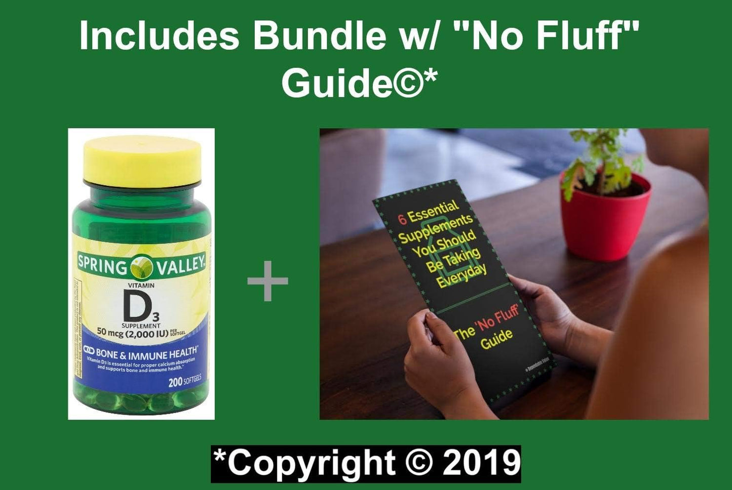 Spring Valley Vitamin D3 2000iu Softgels - 200 Count for Bone & Immune Health - 6 Month Supply + Supplement Guide