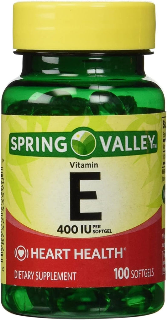 Spring Valley Vitamin E 400 IU Softgels - Water Soluble and Pack of 100