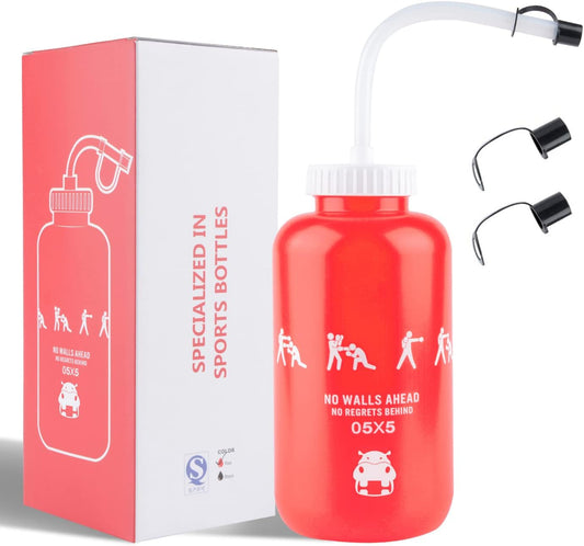 Squeeze Sports Water Bottle with Long Straw, BPA-Free 1 Liter Leak-Proof Plastic Bottle for Football, Hockey, Lacrosse, Gym, Cycling - 32 Oz Bottle for Mother's Day Gift
