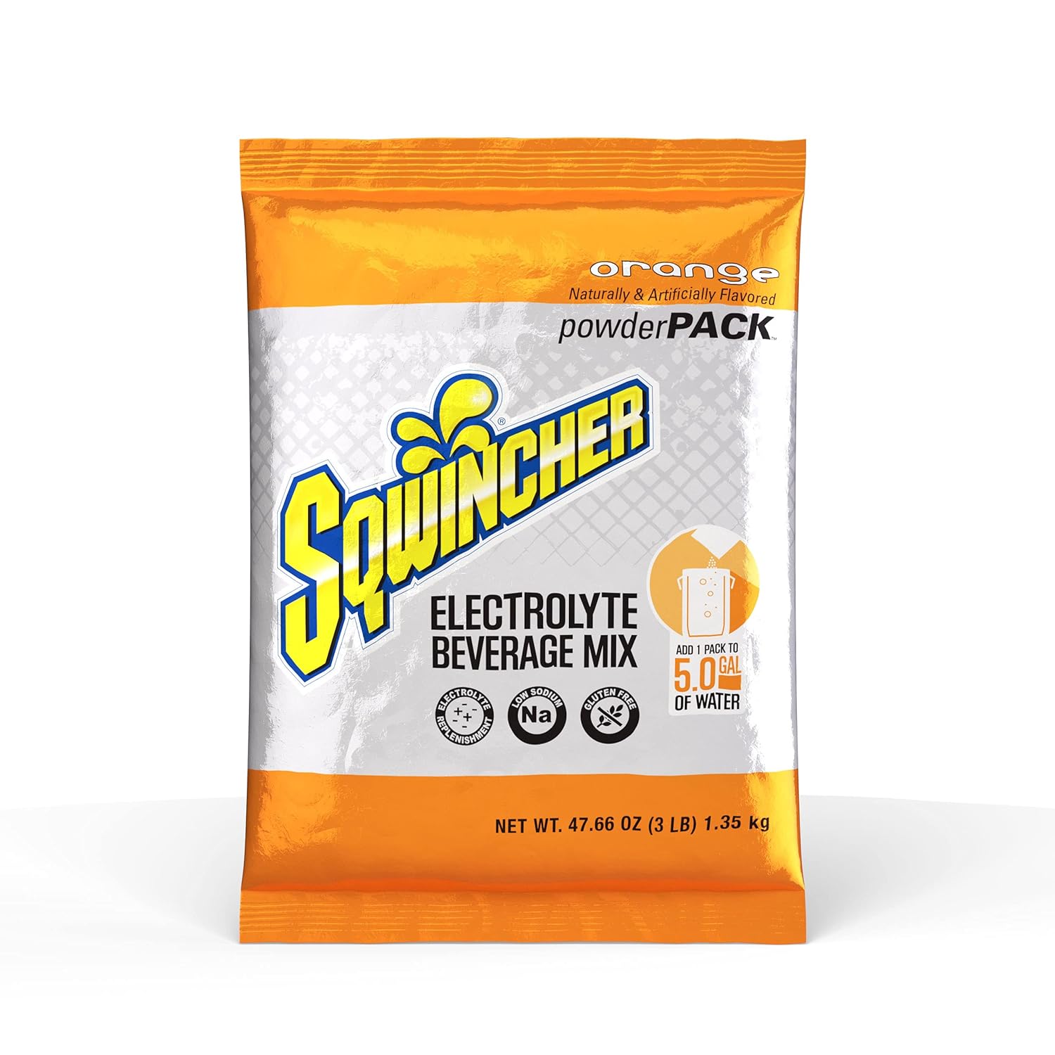 Sqwincher Orange Electrolyte Drink Powder, 47.66 oz Packet - Pack of 16