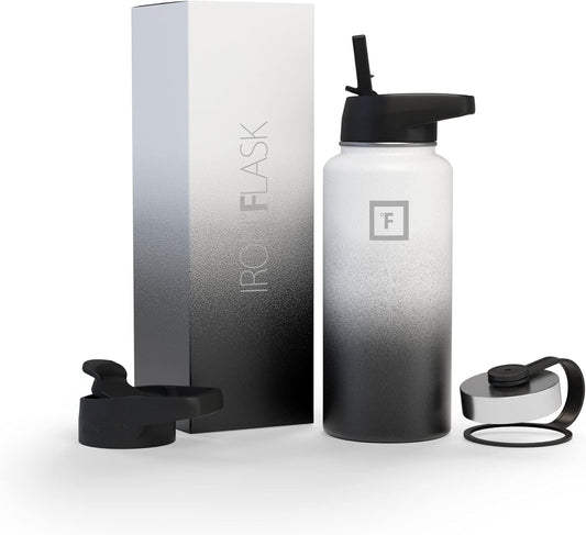 Stainless Steel 32 Oz Hydration Flask with 3 Lids for Camping & Hiking - Vacuum Insulated, Leak Proof & BPA Free
